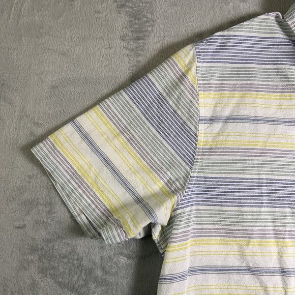 Vans Button Up Linen Shirt Mens Large Striped Skater Preppy Classic Elevated - Picture 7 of 13